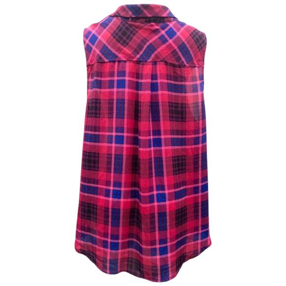 Torrid MADISON TANK  GEORGETTE PLAID MAGENTA Sleeveless Shirt Women's 3 3X - Picture 4 of 5